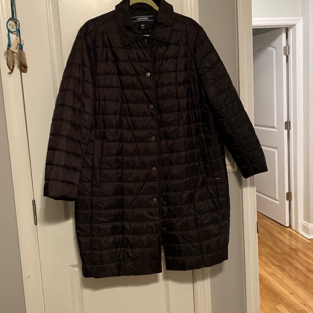 Lands End long quilted jacket 18W